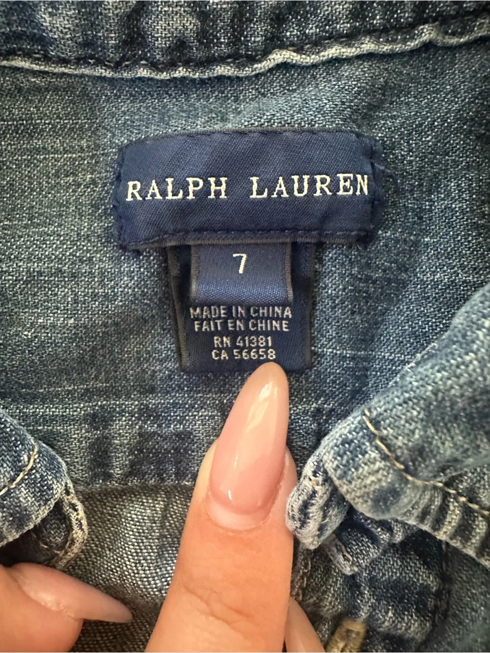 Ralph Lauren Girls' Blue Denim classic Dress with pockets